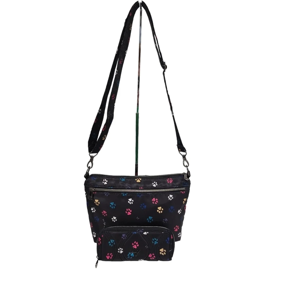 LUG FLARE QUILTED CROSSBODY WITH MATCHING TENDU ZIP AROUND WALLET PAW/BLACK